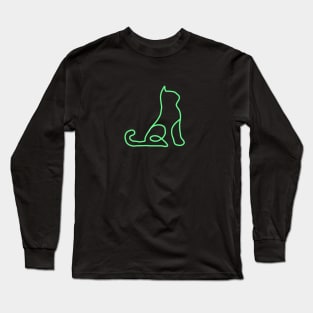 Meow in Neon Green Long Sleeve T-Shirt